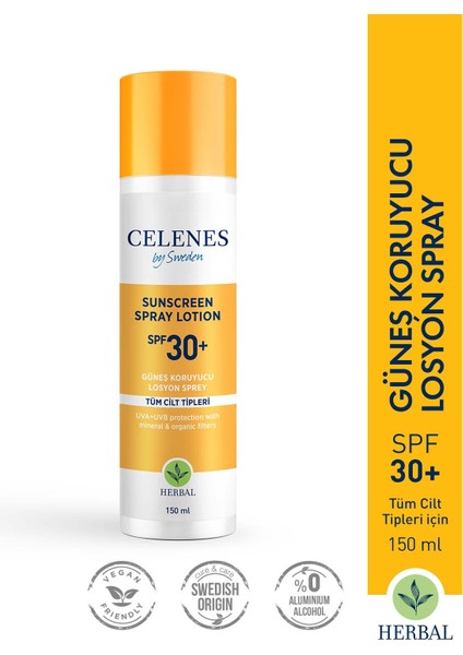 Celenes Herbal Güneş Koruyucu Losyon Sprey 30SPF 150 ml