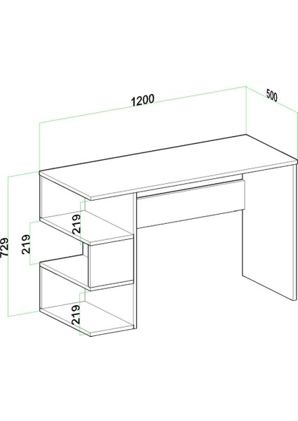 Leo Kitaplıklı Çalışma Masası Atlantik Çam