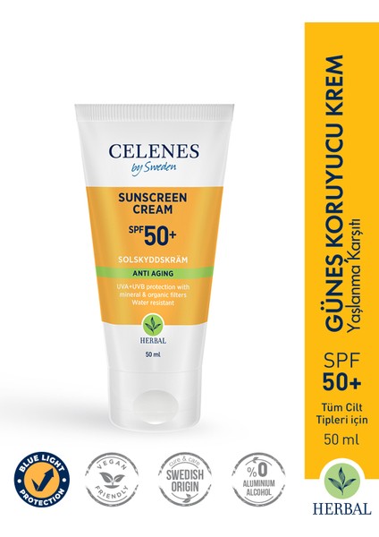 Celenes Herbal SPF50+ Yaşlanma karşıtı Güneş Kremi 50 ml