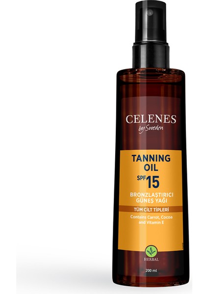 Celenes Herbal Bronzlaştırıcı Güneş Yağı Spf 15+ 200 ml