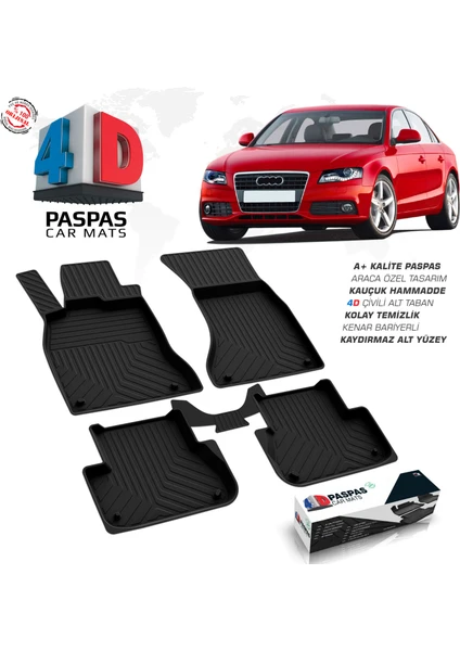 S-Dizayn Audi A4 4D Havuzlu Paspas 2008-2015 A+Kalite