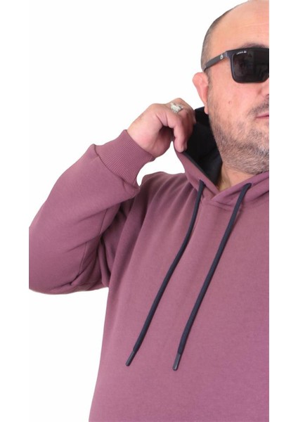 Büyük Beden Erkek Basic Sweat Kapüşonlu 11700 Eflatun fırsatları