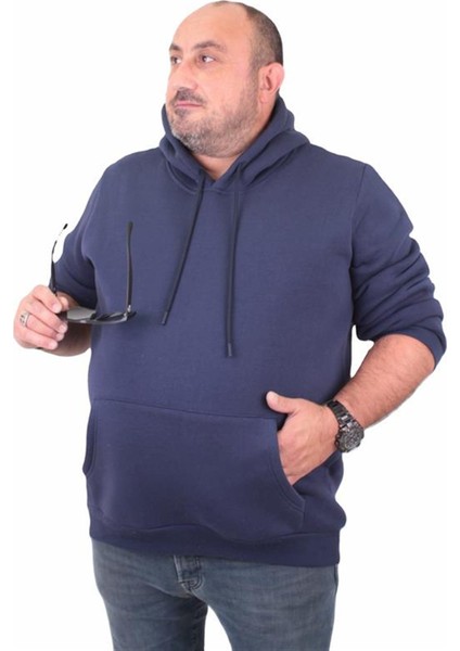 Büyük Beden Erkek Basic Sweat Kapüşonlu 11700 Indıgo