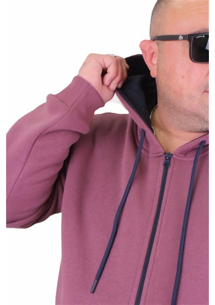 Büyük Beden Unisex Kapüşonlu 3ip Sweat 11701 Eflatun fiyatları