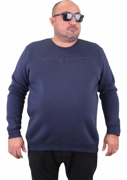 Erkek Büyük Beden Sıfır Yaka Sweat Only Free 23202 Indıgo fiyatları