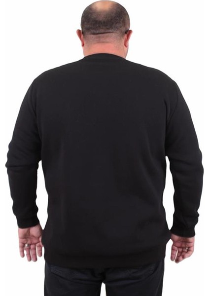 Erkek Büyük Beden Sıfır Yaka Sweat Conture Club 23203 Sıyah