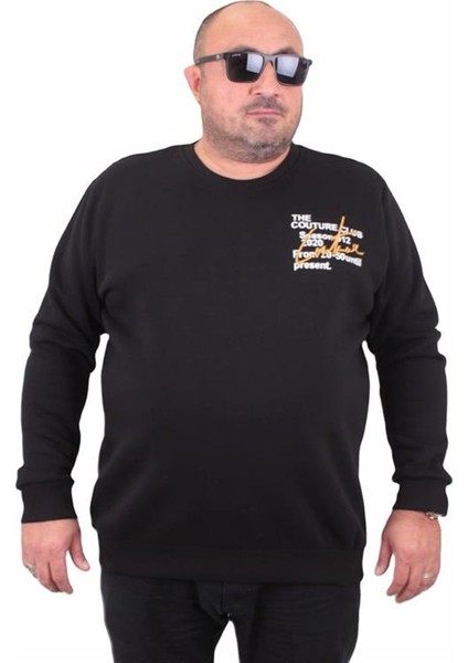 Erkek Büyük Beden Sıfır Yaka Sweat Conture Club 23203 Sıyah fiyatları