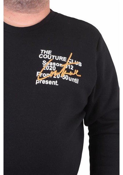 Erkek Büyük Beden Sıfır Yaka Sweat Conture Club 23203 Sıyah fırsatları