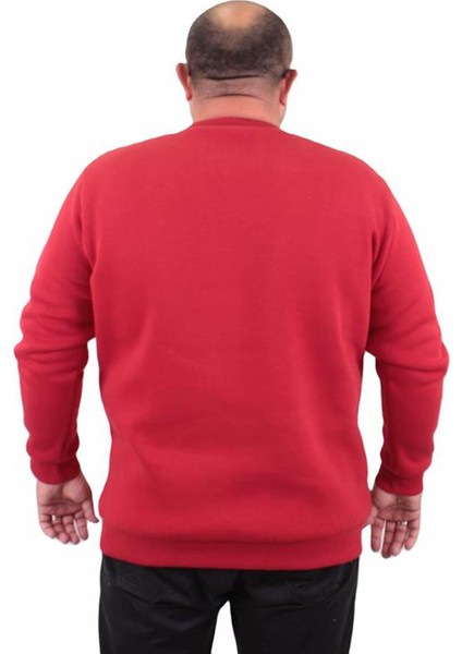 Erkek Büyük Beden Sıfır Yaka Sweat Conture Club 23203 Kırmızı