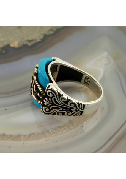 Turkuaz Taşlı Ay Yıldız Erkek Yüzük fırsatları