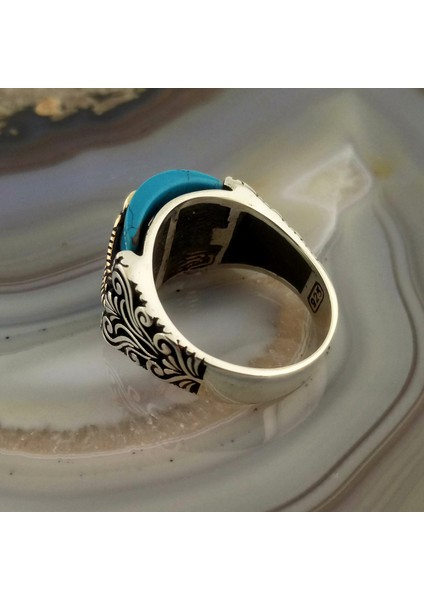 Turkuaz Taşlı Ay Yıldız Erkek Yüzük indirimleri