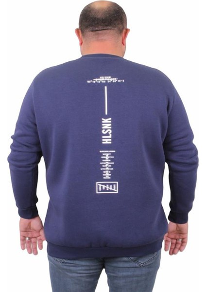 Erkek Büyük Beden Sıfır Yaka Sweat Hlsnk 23204 Indıgo fiyatları