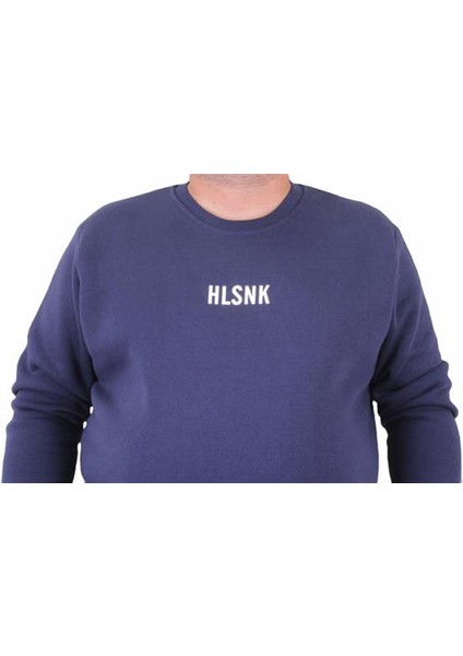 Erkek Büyük Beden Sıfır Yaka Sweat Hlsnk 23204 Indıgo fırsatları