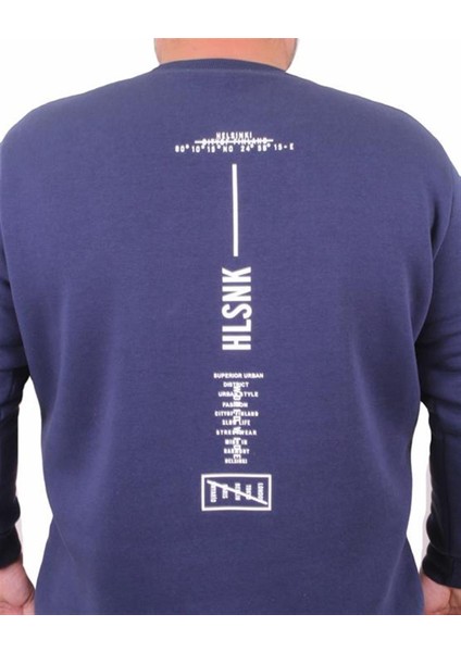 Erkek Büyük Beden Sıfır Yaka Sweat Hlsnk 23204 Indıgo indirimleri