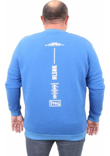 Erkek Büyük Beden Sıfır Yaka Sweat Hlsnk 23204 Saks
