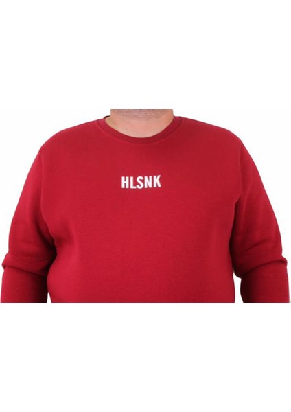 Erkek Büyük Beden Sıfır Yaka Sweat Hlsnk 23204 Bordo indirimleri