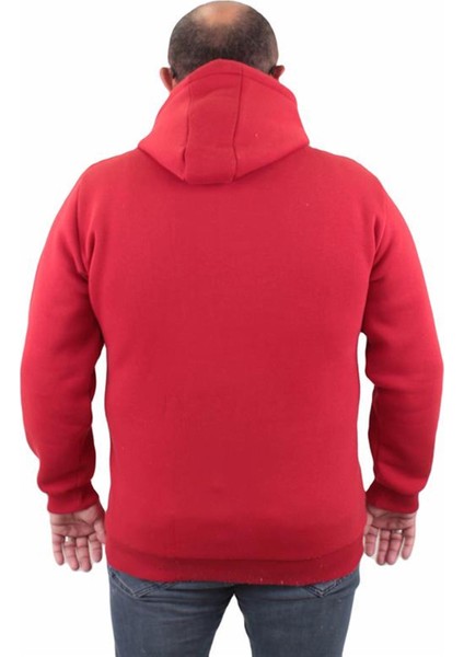 Büyük Beden Unisex Kapüşonlu 3ip Sweat 11701 Kırmızı fırsatları
