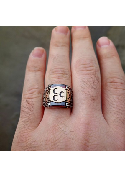 Kırmızı Zirkon Taşlı Üç Hilal Erkek Yüzük indirimleri