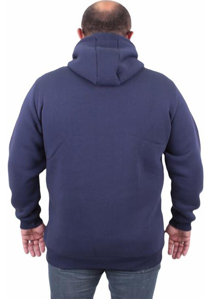 Erkek Büyük Beden Kapuşonlu Sweat Paris 23209 Indıgo fırsatları