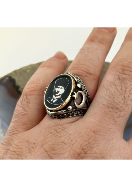 Mustafa Kemal Atatürk Işlemeli Erkek Yüzük indirimleri