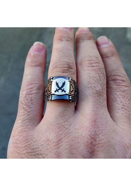 Kırmızı Zirkon Taşlı Hz. Ali Kılıcı Zülfikar Erkek Yüzük modelleri