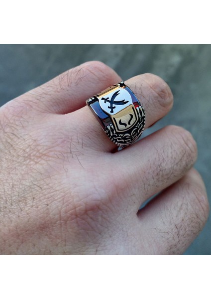 Kırmızı Zirkon Taşlı Hz. Ali Kılıcı Zülfikar Erkek Yüzük fırsatları