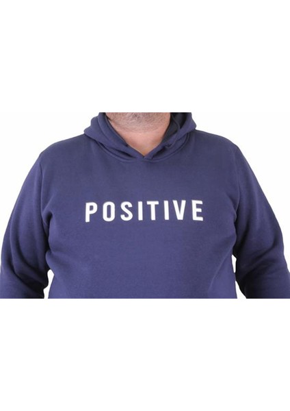 Erkek Büyük Beden Kapuşonlu Sweat Positive 23211 Indıgo