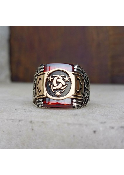 Kırmızı Taşlı Teşkilatı Mahsusa Erkek Yüzük