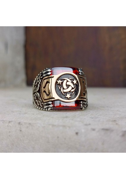 Kırmızı Taşlı Teşkilatı Mahsusa Erkek Yüzük fiyatları