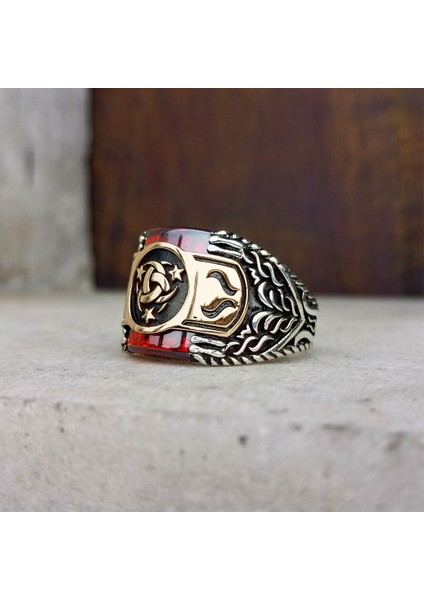 Kırmızı Taşlı Teşkilatı Mahsusa Erkek Yüzük modelleri