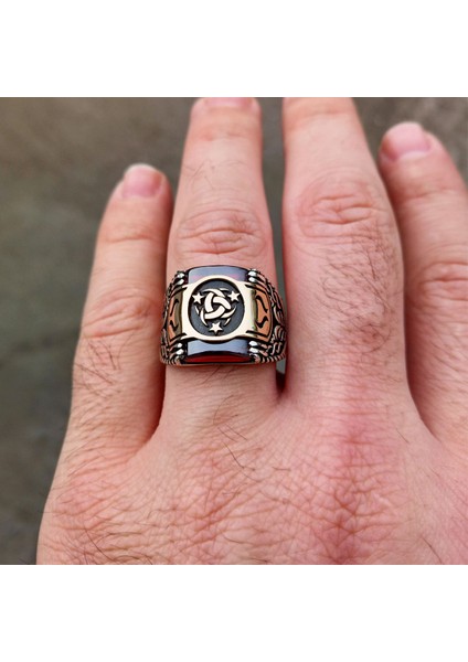 Kırmızı Taşlı Teşkilatı Mahsusa Erkek Yüzük fırsatları