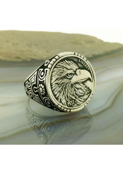 Kartal Kafası Işlemeli Liberty Erkek Yüzük fiyatları
