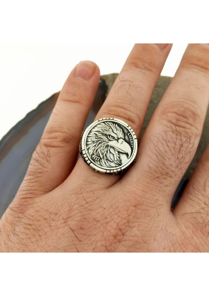 Kartal Kafası Işlemeli Liberty Erkek Yüzük indirimleri