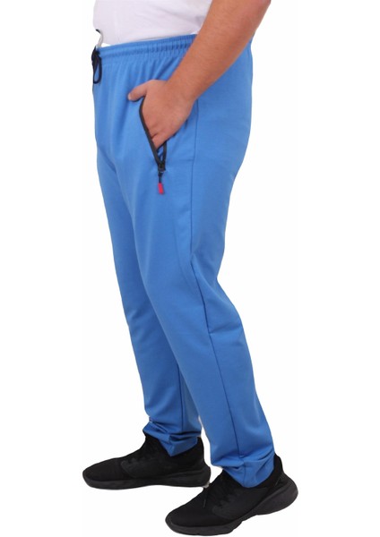 Erkek Büyük Beden Eşofman Altı Saks Mavi Fermuarlı Cep Orta Kalınlıkta Kumaş fiyatları