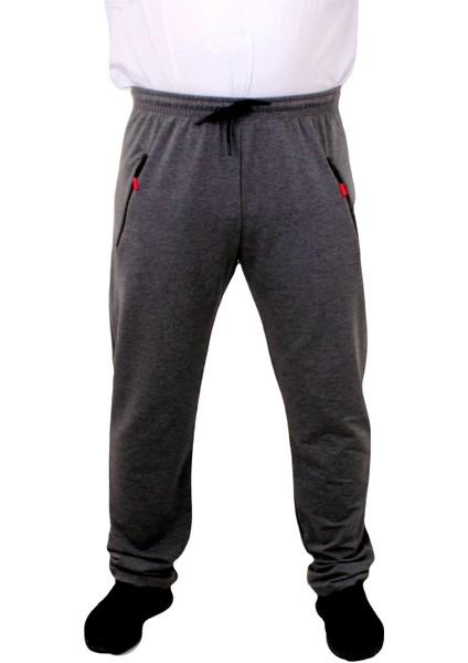 Erkek Eşofman Altı Fermuarlı Cep ile Antrasit Renk 2iplik Kumaş 3XL Mevsimlik