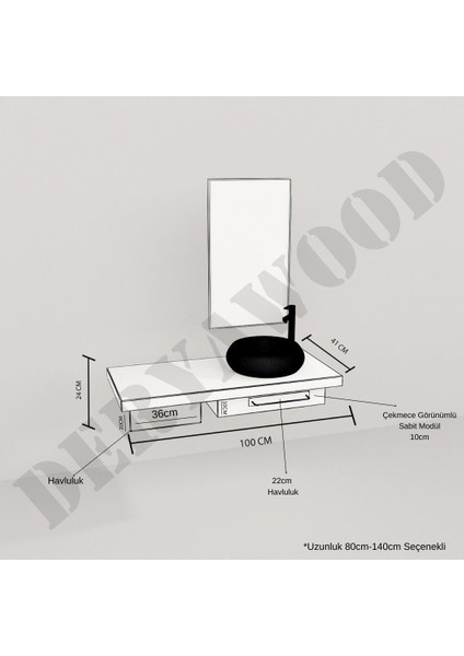 Genus Ahşap Hilton Banyo Rafı - Açık Ceviz 70 cm