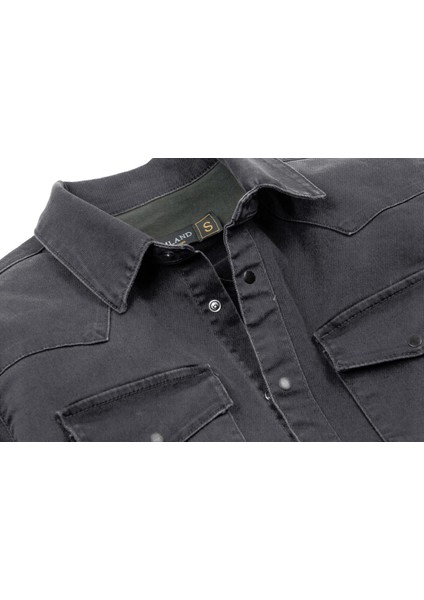 Gri Renk Çıt Çıt Düğmeli Çift Cep Kot Gömlek modelleri