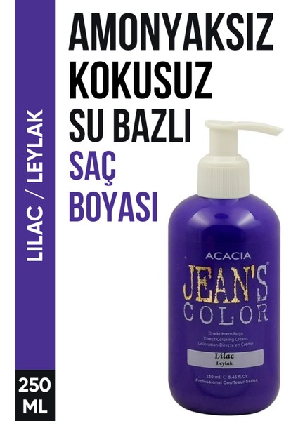 Jean’s Color Amonyaksız Leylak Renkli Saç Boyası 250 ml Kokusuz Su Bazlı Lilac Hair Dye