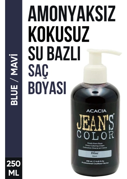 JEAN'S COLOR Jean’s Color Amonyaksız Mavi Renkli Saç Boyası 250 ml Kokusuz Su Bazlı Blue Hair Dye