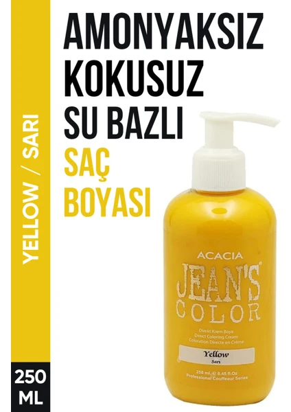 JEAN'S COLOR Jean’s Color Amonyaksız Sarı Renkli Saç Boyası 250 ml Kokusuz Su Bazlı Yellow Hair Dye