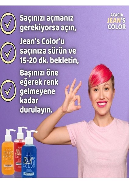 JEAN'S COLOR Jean’s Color Amonyaksız Pembe Renkli Saç Boyası 250 ml Kokusuz Su Bazlı Pink Rhodomine Red Hair Dye