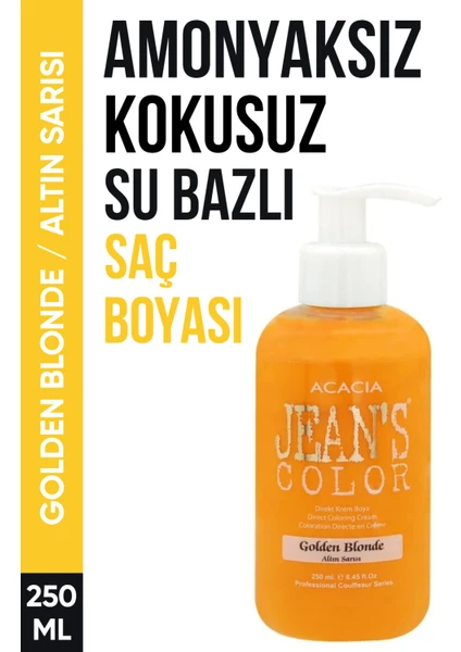 JEAN'S COLOR Jean’s Color Amonyaksız Altın Sarısı Renkli Saç Boyası 250 ml Kokusuz Su Bazlı Golden Blonde Hair Dye