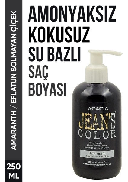 Jean’s Color Amonyaksız Eflatun Solmayan Çiçek Renkli Saç Boyası 250 ml Kokusuz Su Bazlı Amaranth Hair Dye
