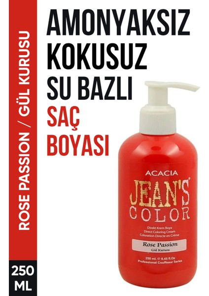 Jean’S Color Gül Kurusu Renkli Saç Boyası 250 Ml Su Bazlı Rose Passion Hair Dye