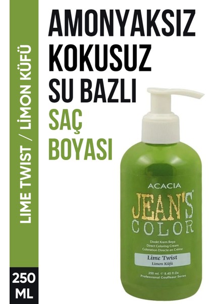 JEAN'S COLOR Jean’s Color Amonyaksız Limon Küfü Renkli Saç Boyası 250 ml Kokusuz Su Bazlı Lime Twist Hair Dye