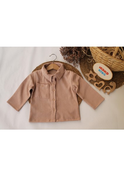 Bej Kadife Erkek Gömlek