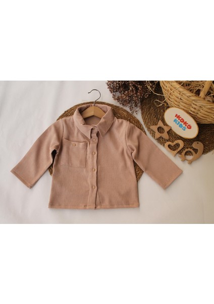 Bej Kadife Erkek Gömlek