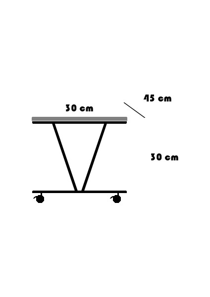 V Yazıcı Sehpası - Atlantik Çam 45X30 (Frenli Tekerli)