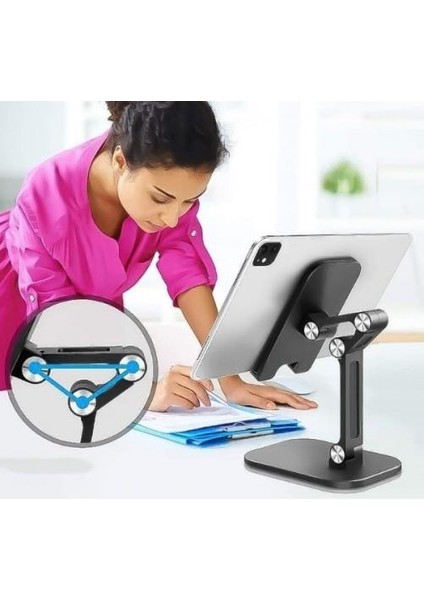 Katlanabilir Masaüstü Telefon ve Tablet Tutucu ve Standı Ayarlanabilir Tablet Standı