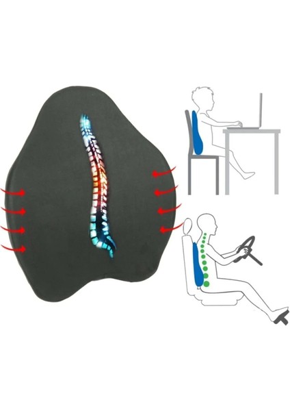 Visco-Elastik Yeni Nesil Anatomik Bel Ofis Sırt Destek Minderi Bel Yastığı